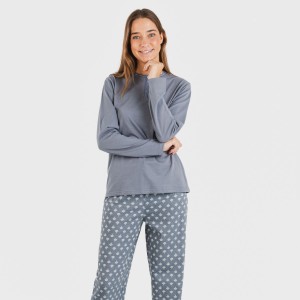 Pijama largo algodón Summer azul azafata 2