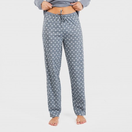 Pijama largo algodón Summer azul azafata