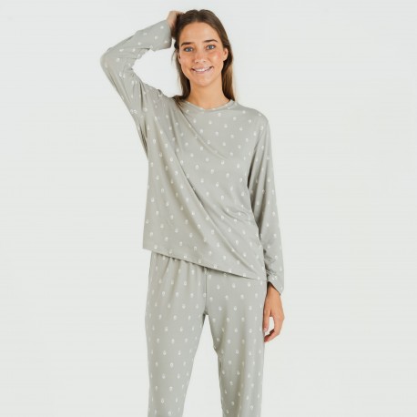 Pijama largo mujer soft Baby verde caceria