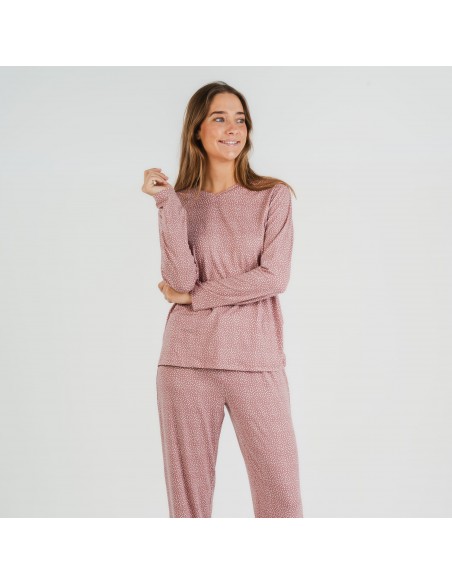 Pijama largo mujer soft Lolenda malva rosa