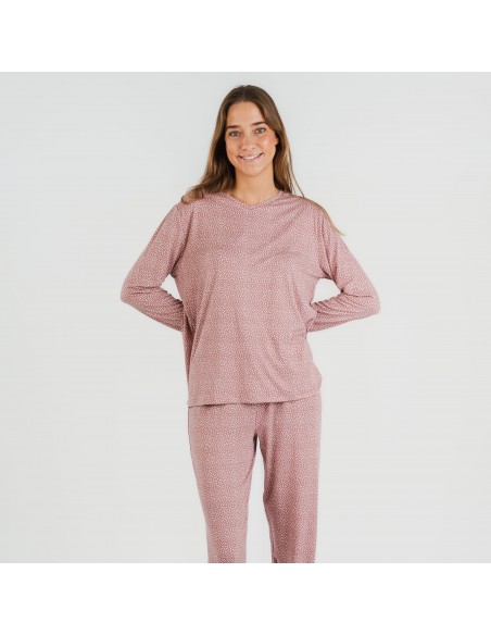Pijama largo mujer soft Lolenda malva rosa
