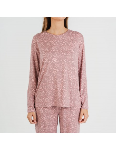 Pijama largo mujer soft Lolenda malva rosa