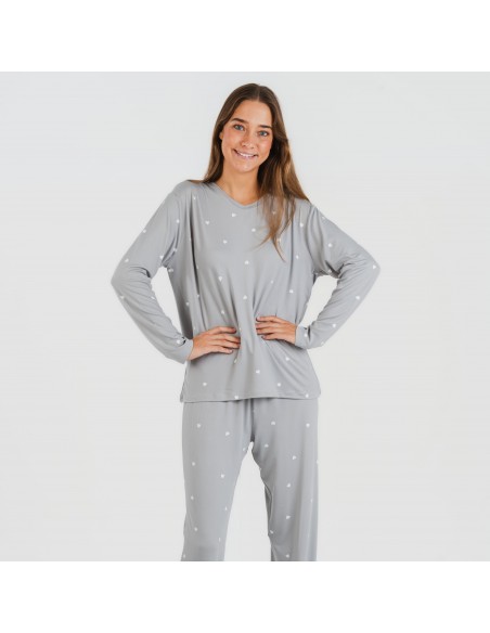 Pijama largo mujer soft Choer gris
