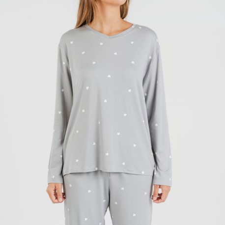 Pijama largo mujer soft Choer gris