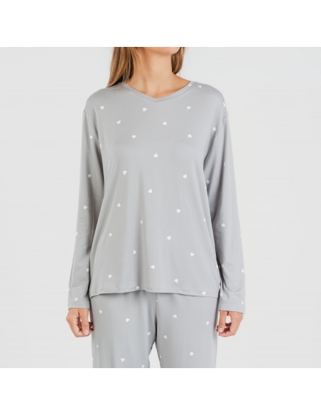 Pijama largo mujer soft Choer gris