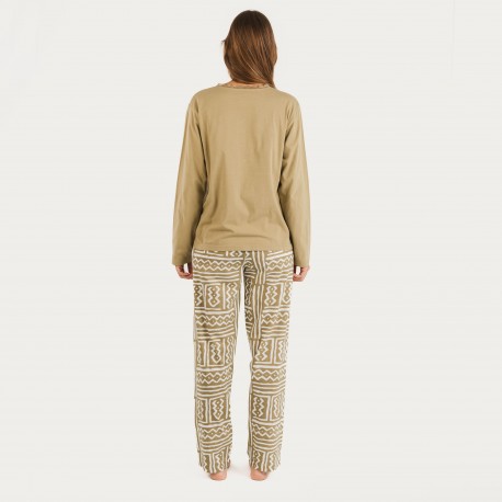 Pijama largo algodón Vinuesa arena