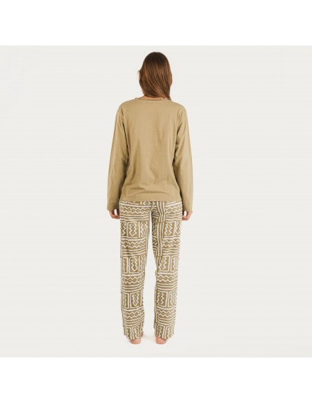 Pijama largo algodón Vinuesa arena