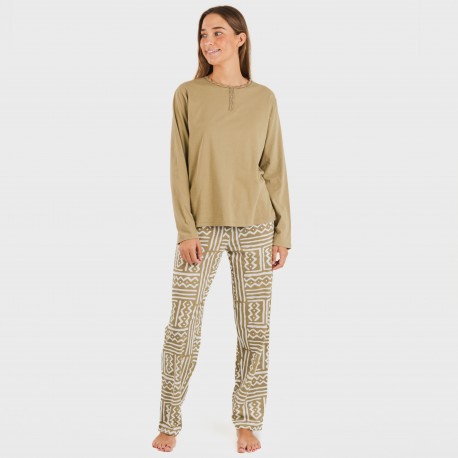 Pijama largo algodón Vinuesa arena