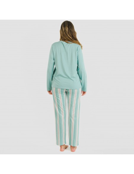 Pijama largo algodón Raya Galda verde