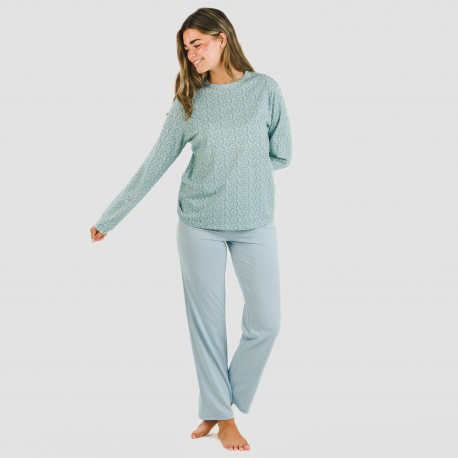 Pijama largo algodón Cris celeste