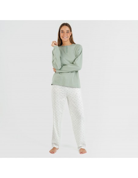 Pijama largo algodón Varga verde