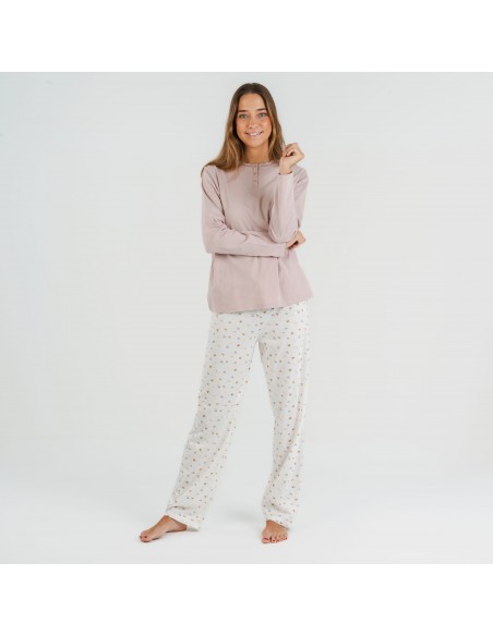 Pijama largo algodón Isita malva