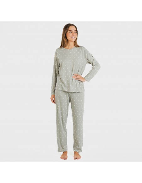 Pijama largo mujer soft Baby verde caceria