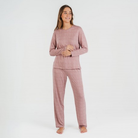 Pijama largo mujer soft Lolenda malva rosa