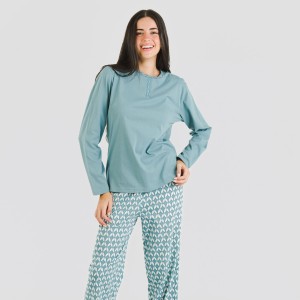Pijama largo algodón Alino indigo