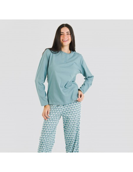 Pijama largo algodón Alino indigo