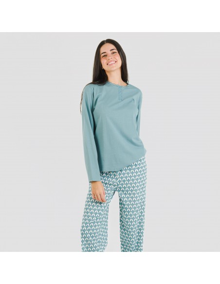 Pijama largo algodón Alino indigo