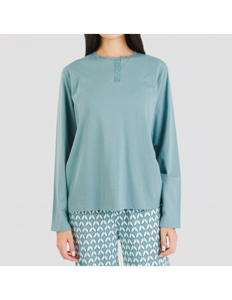 Pijama largo algodón Alino indigo