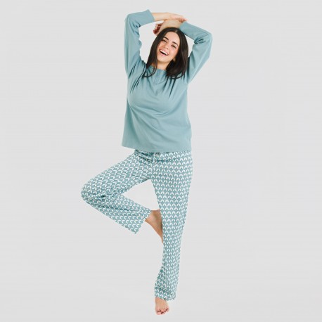 Pijama largo algodón Alino indigo