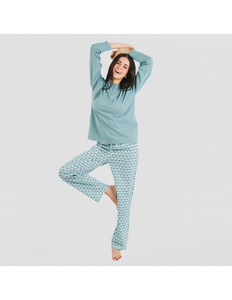 Pijama largo algodón Alino indigo