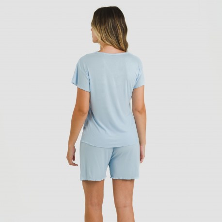 Pijama corto de manga corta mujer canale viscosa liso