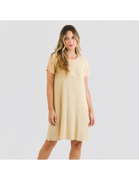 Blusón manga corta canalé viscosa liso