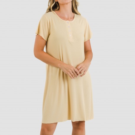 Blusón manga corta canalé viscosa liso