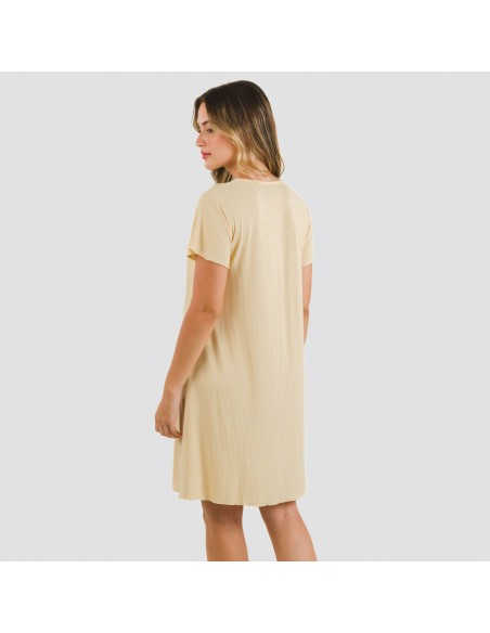 Blusón manga corta canalé viscosa liso