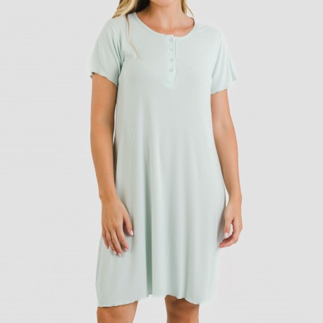 Blusón manga corta canalé viscosa liso