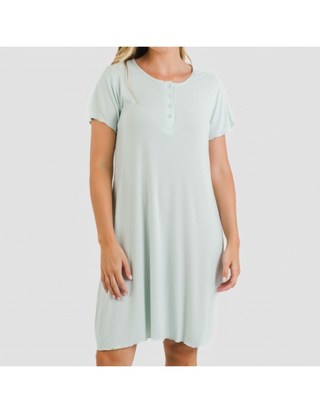 Blusón manga corta canalé viscosa liso