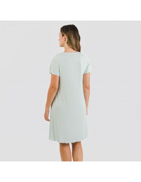 Blusón manga corta canalé viscosa liso