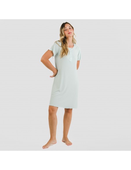 Blusón manga corta canalé viscosa liso