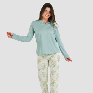 Pijama largo algodón Lete indigo 2