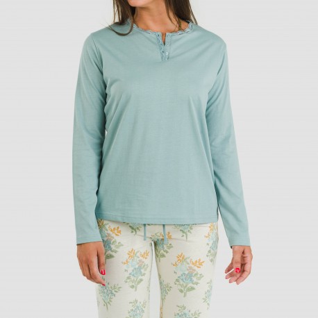 Pijama largo algodón Lete indigo