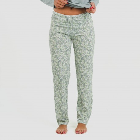 Pijama largo algodón Nadia verde azulado