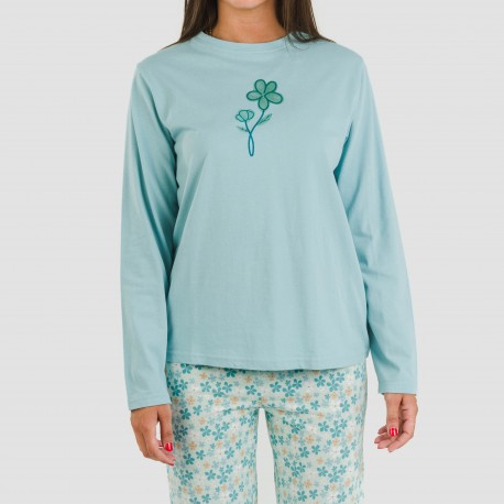 Pijama largo algodón Martinuca agua marina