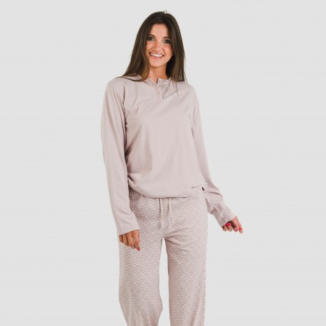 Pijama largo algodón Madrigal marsala