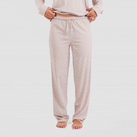 Pijama largo algodón Madrigal marsala