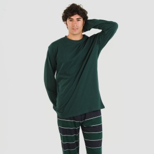 Pijama largo algodón hombre Lorenzo verde