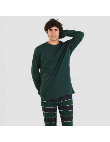 Pijama largo algodón hombre Lorenzo verde
