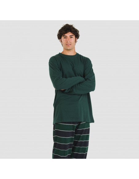 Pijama largo algodón hombre Lorenzo verde