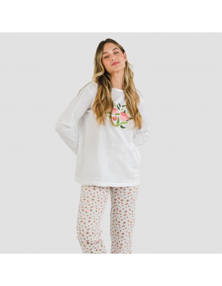 Pijama largo algodón Dona rosa