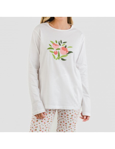 Pijama largo algodón Dona rosa