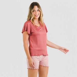 Pijama manga corta mujer soft Raya Aliena marsala