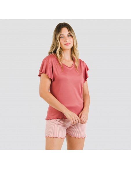 Pijama manga corta mujer soft Raya Aliena marsala