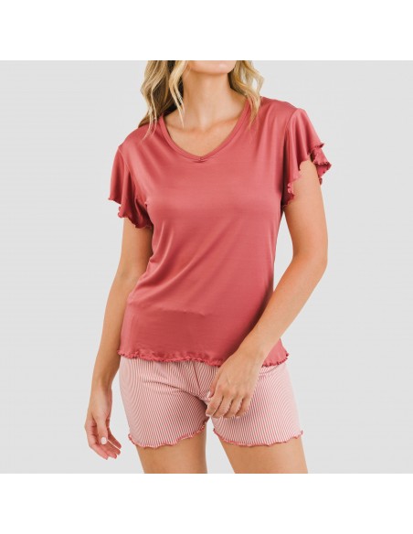 Pijama manga corta mujer soft Raya Aliena marsala