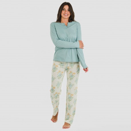 Pijama largo algodón Lete indigo