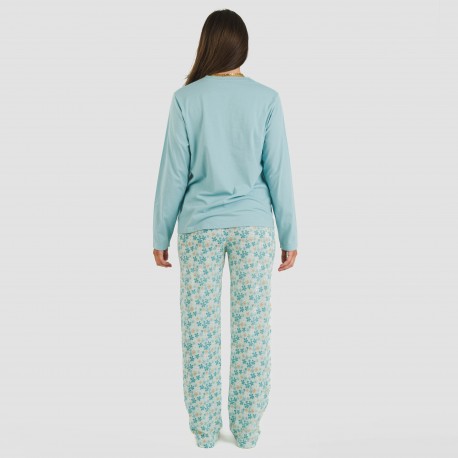Pijama largo algodón Martinuca agua marina