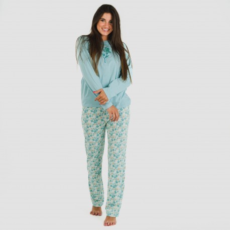 Pijama largo algodón Martinuca agua marina