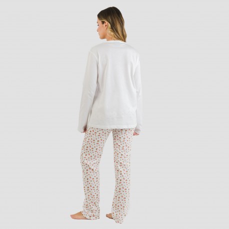 Pijama largo algodón Dona rosa